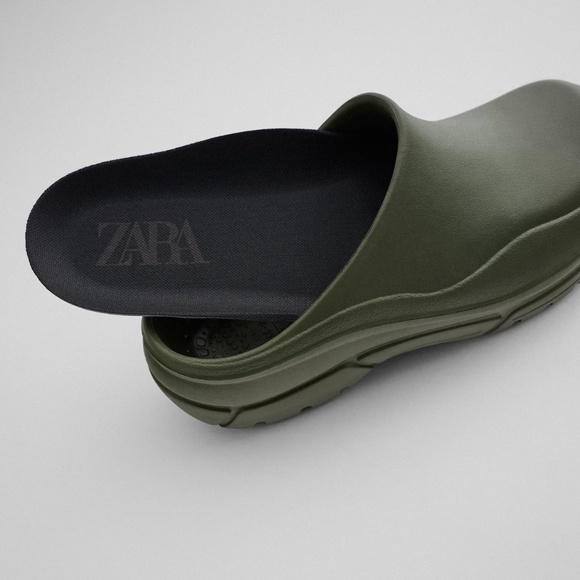 Zara Khaki Green Lightweight Sport Sole Clogs NWT - Picture 7 of 8